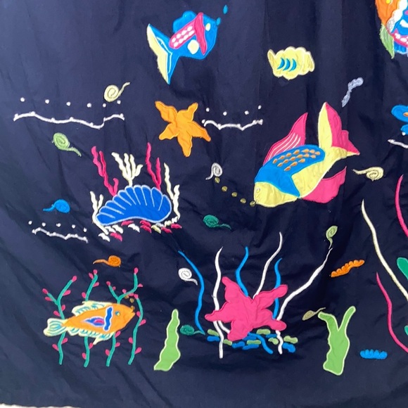 Smithsonian institution Blue Embroidered Sea Fish Appliqué Dress Size XL - Picture 13 of 16